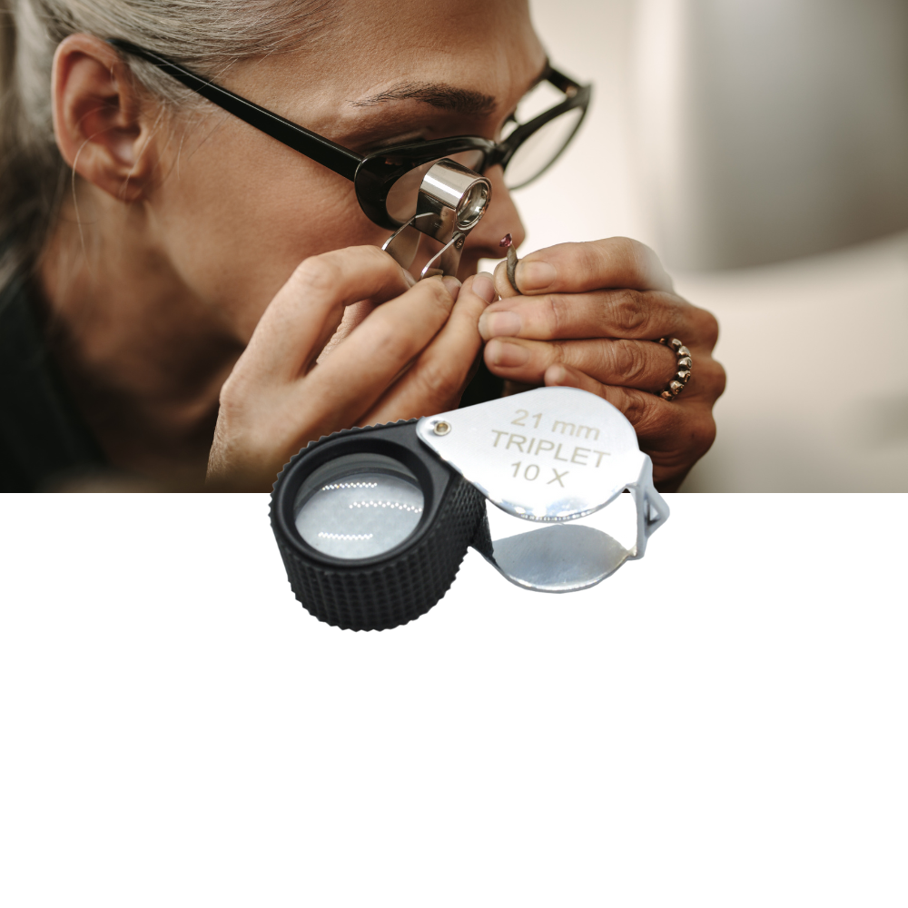 Lupa Triplet 21mm Aumento 10x Rubber Grip