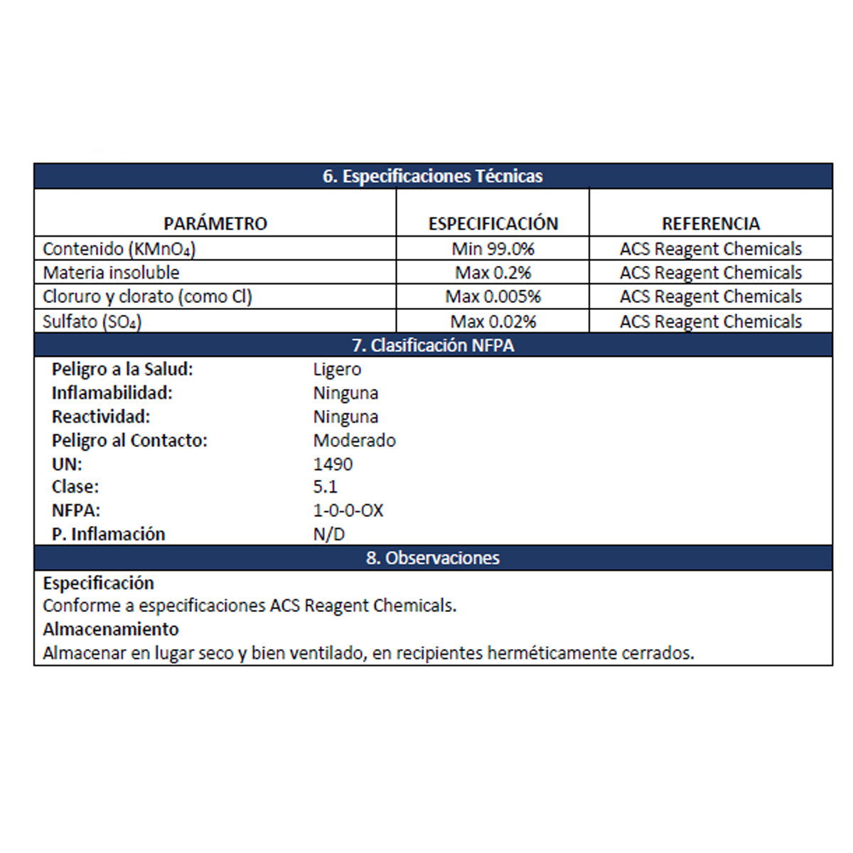 Permanganato Potasio R.A. Presentación 1 kg