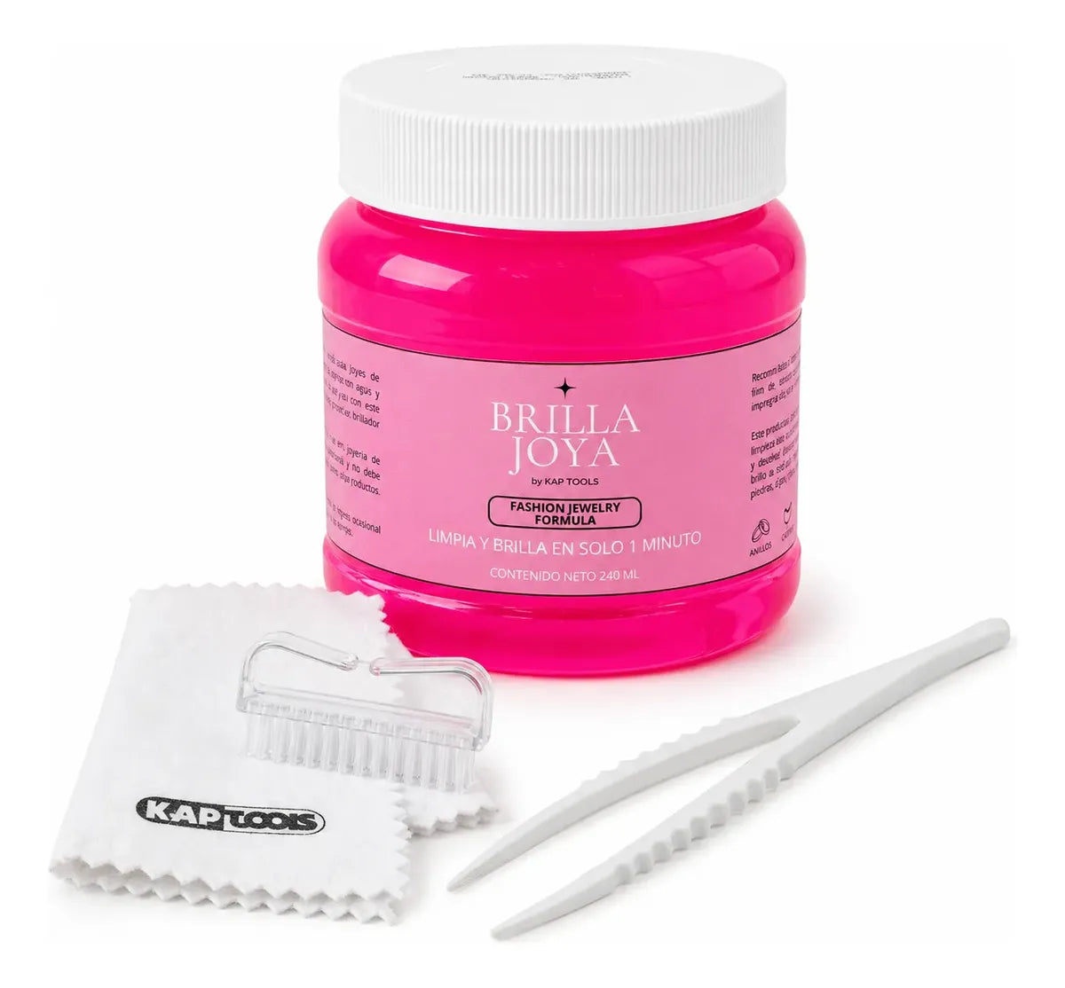Kit Brilla Joya Bisutería + Paño + Cepillo + Pinza