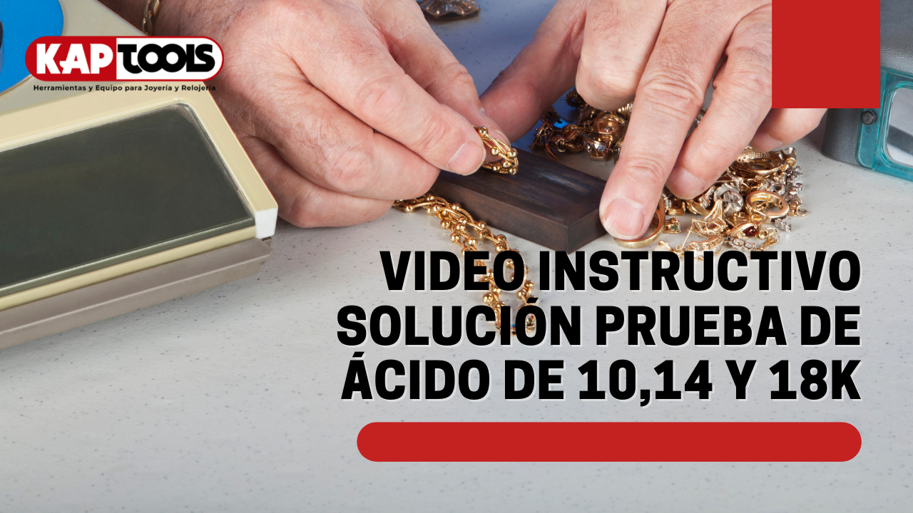 Cargar video: En este video instructivo te enseñaremos a usar la solución de ácidos KapTools para probar oro de 10, 14 y 18k. Te recordamos que este producto es de uso profesional. Se requiere que el usuario tenga experiencia en el uso de ácidos para probar metales