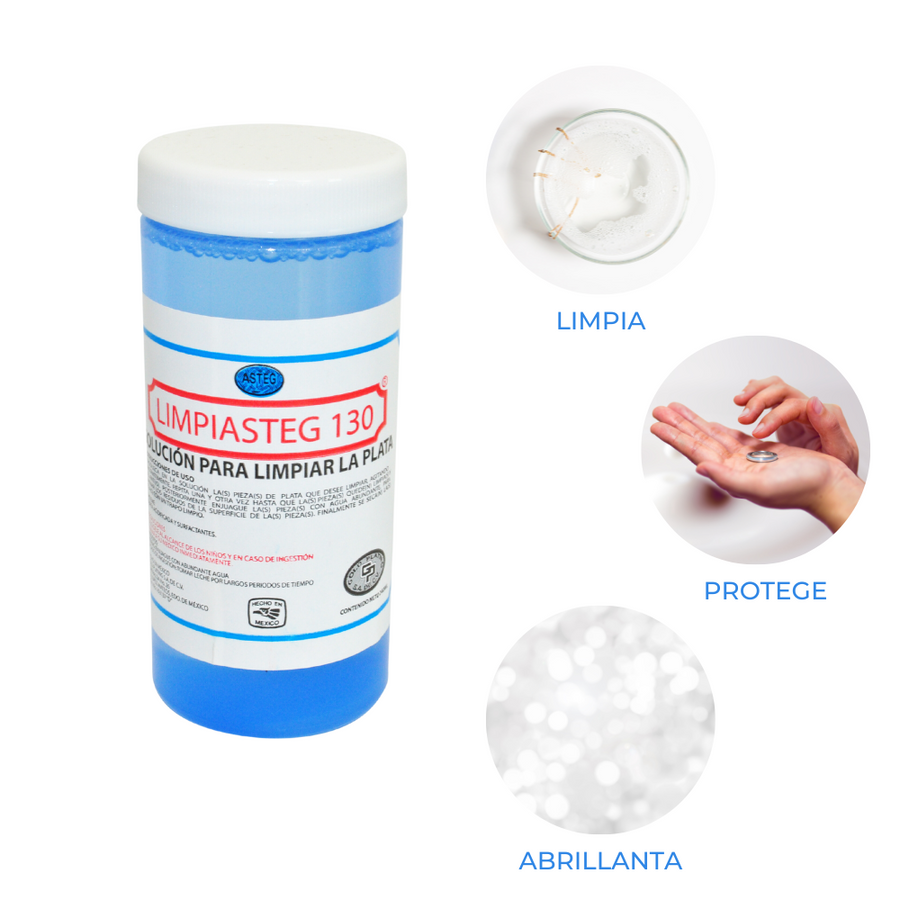 Liquido Para Limpiar Joyería Plata Limpiasteg + Paño Grande