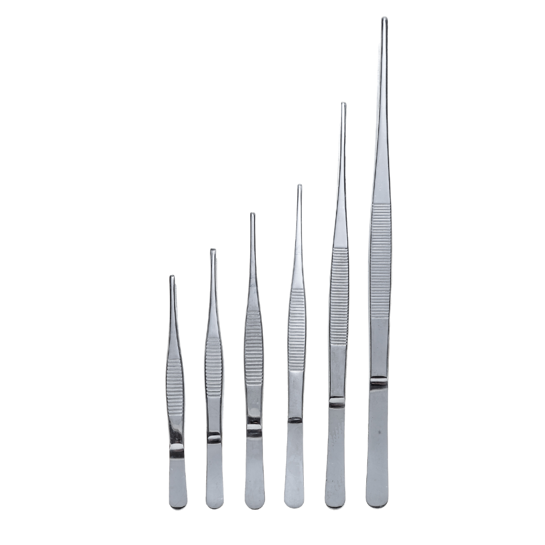 Kit 6 Pinzas De Precisión Punta Plana Recta Diferentes Uso