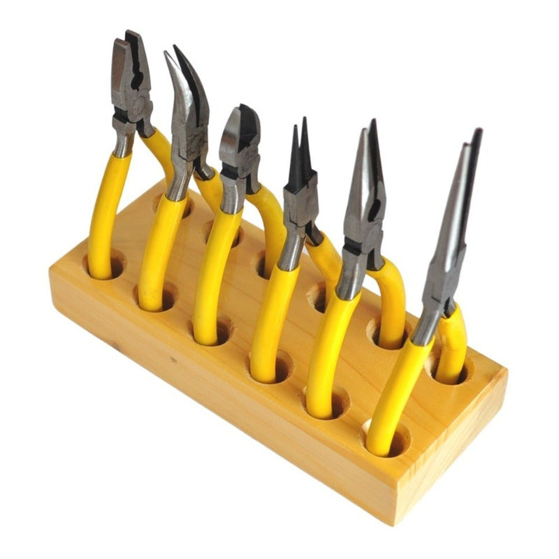 Base Organizador Madera P/ 6 Pinzas De Joyería (sin Pinzas)