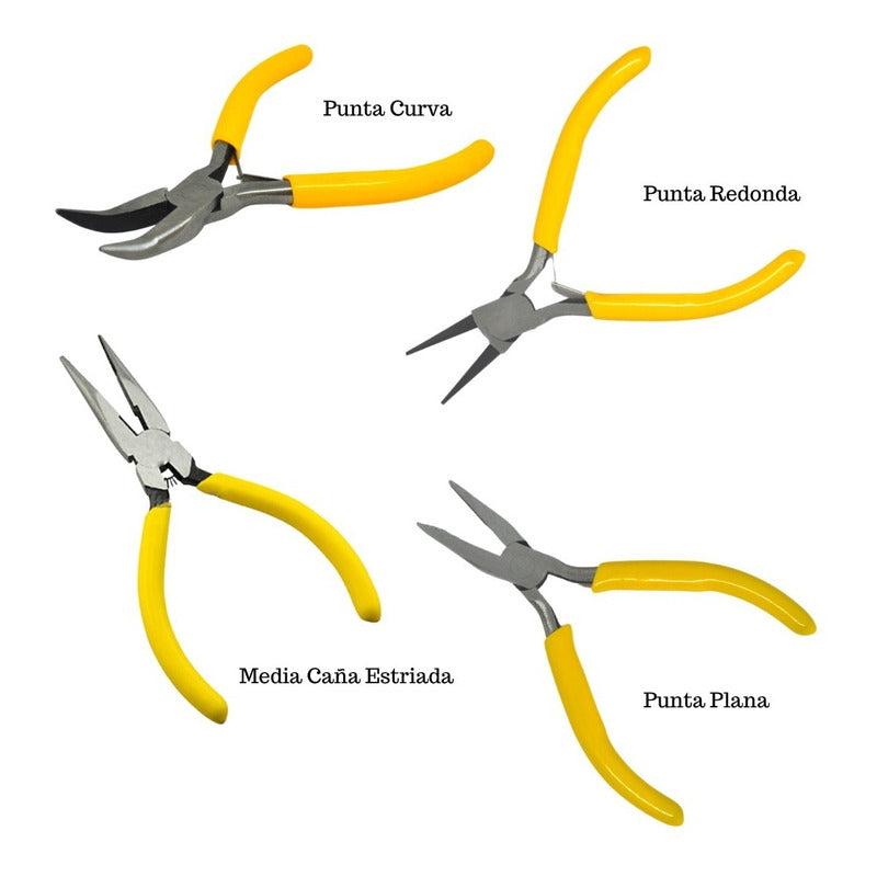 Kit De 4 Pinzas Para Bisutería Y Joyería Diferentes Puntas