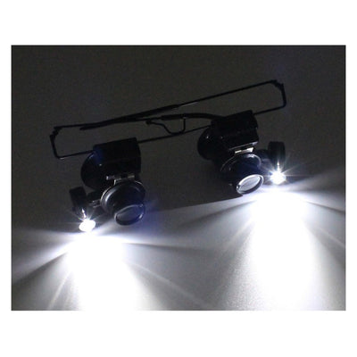 Lentes De Aumento Doble Lupa Y Luz Led 20x Para Relojero